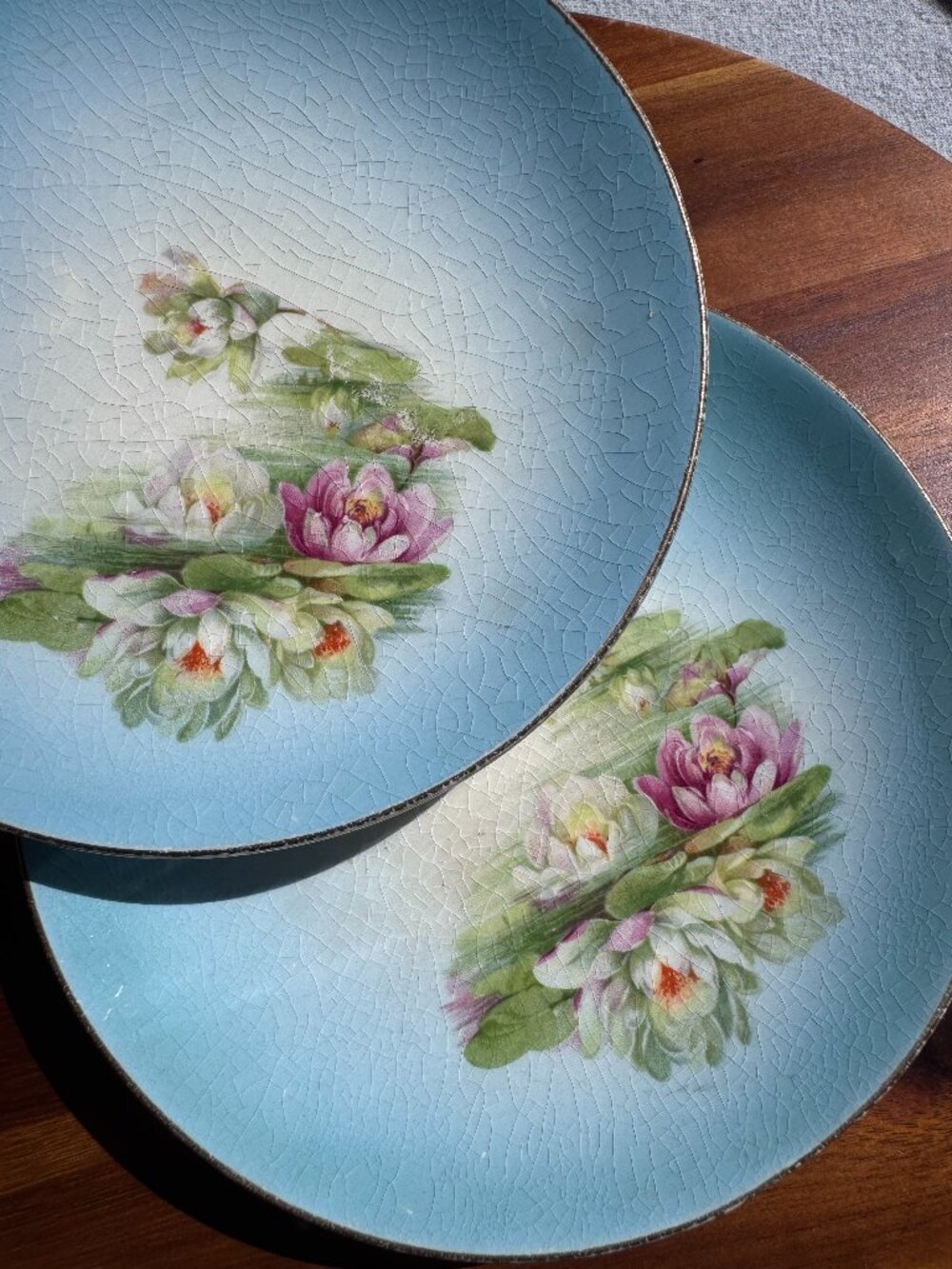 Set of 2 Antique RS Germany Water Lily Porcelain Bread & Butter Plates